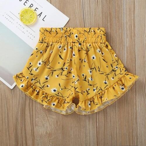 6M-4Y) Girls' Cute Sunflower Floral Print Shorts Mid Waist Casual Pants Sunflower Floral Bow-Tie Shorts Clothes Outfits 2020