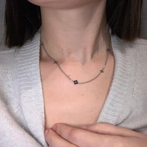 Fashion Stainless Steel Four Leaf 18k Gold Plated Clover Jewelry Necklace