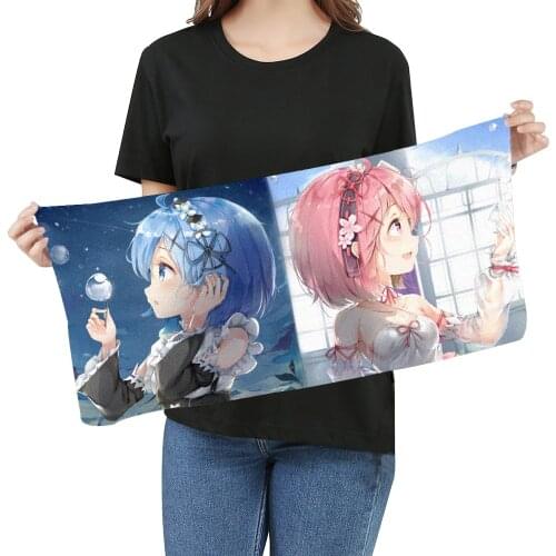 Anime Re:Zero Starting Life in Another World Bath Towel Ram Rem Patterm Bathroom Microfiber Towels Facecloth Washcloth