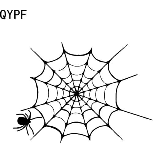QYPF 13.8*10 Interesting Halloween Spider Web Decor Vinyl Car Sticker Accessories Silhouette C16-2378