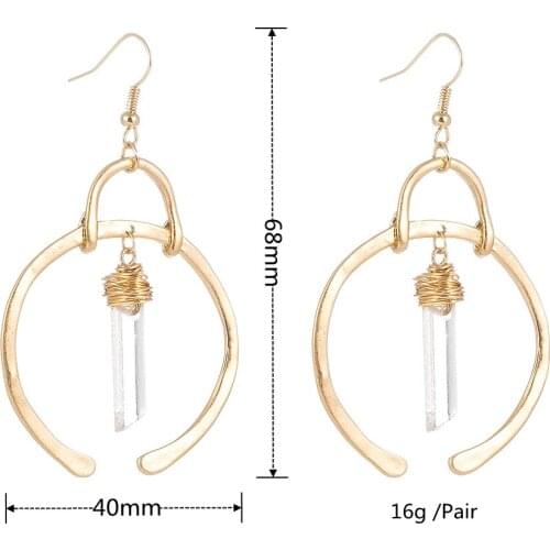 Retro Minimalist Crystal Earrings Irregular Drop Earrings Exaggerated Cold Wind Fashion Earring for Women Opening Accessories