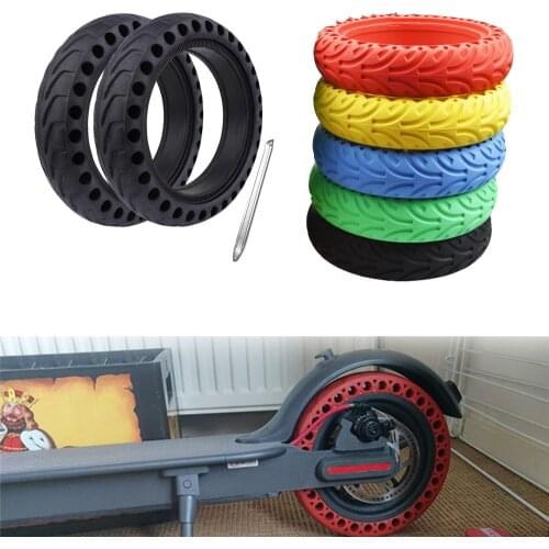 For Xiaomi Electric Scooter All Style Tyre Red 8.5inch Hollow Solid Hole Tires Rubber Shock Non-Pneumatic Tyre Fit Xiaomi M365