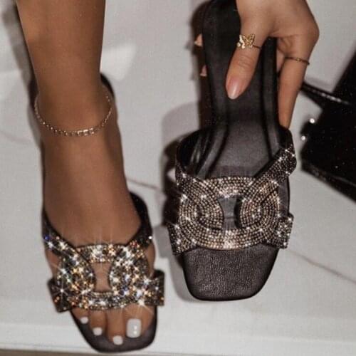 2020 new color rhinestone cross leather women slippers summer outdoor beach flat non-slip sandals home durable flip flop ms