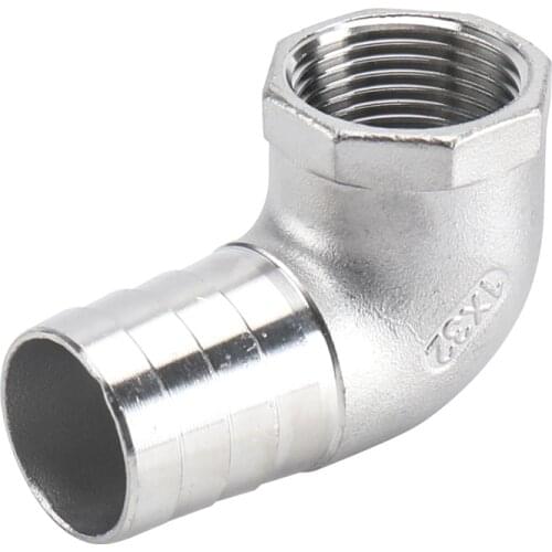 15 20 25 32mm Hose Barb Turn To 1/2" 3/4" 1" BSPT Female 304 Stainless Steel 90 Degree Elbow Pipe Fitting Connector Home Garden