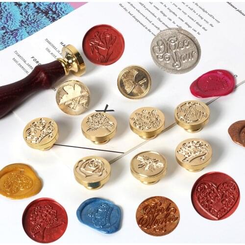 European-style Seal Copper Envelope Seal Tree Plant Seal Flower Seal Icon Lacquer Seal Copper Head Greeting Card DIY Decoration