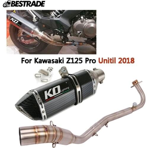Motorcycle Exhaust System Front Middle Link Pipe Slip On 51mm Muffler Tube With DB Killer For Kawasaki Z125 Z125 Pro Until 2018