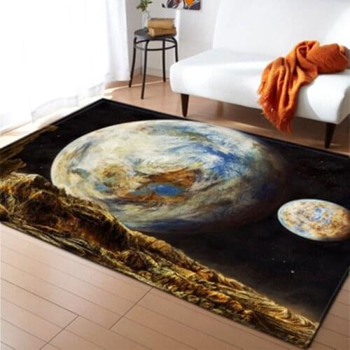 Fun Kids Crawling Mat 3D Digital Printing Planet Home Living Room Carpet Flannel Anti-slip Bathroom Door Rug Bedroom Area Rug