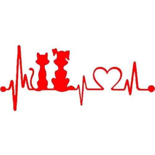 Lovely Dog Cat Heartbeat Reflective Car Vehicle Body Window Decals Sticker Decor Auto Styling Decorative Sticker