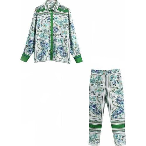 2021 Flowing Bohemian Print Pants Women High Waist Summer Aesthetic Y2K Woman Pants Fashion Loose Streetwear Trousers Shirts