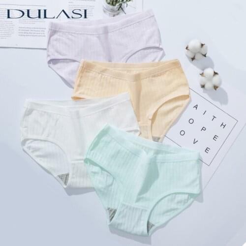 Womens Panties Breathable Cotton Underwear For Children Teenagers Simple Solid Color Lingerie New Top Briefs Mid Rise M-XL