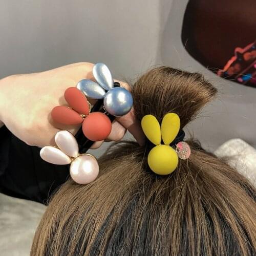 100pcs/lot DIY Simple Multi Stereoscopic Rabbits Hair Band Pearly Lustre Rubber Band Hair Styling Tools Accessories HA1364