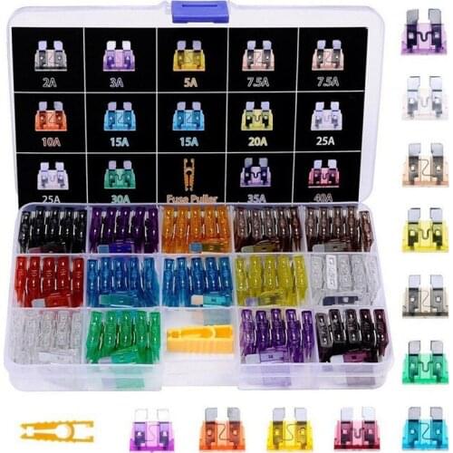 140Pcs Blade Fuses Medium ATO Blade Fuses 2A 3A 5A 7.5A 10A 15A 20A 25A 30A 35A 40A Fuse Puller Automotive Fuses Assortment Kit