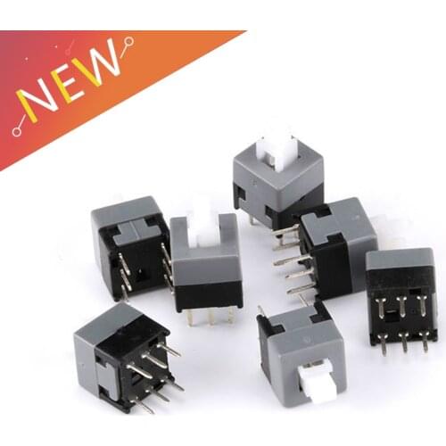 20PCS 8.5*8.5MM latching switch Button switch double row self-locking 6 Pin
