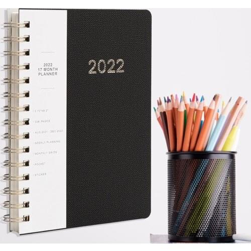 2022 Diary Planner Spiral Ring No Ink Bleeding Fine Texture 12 Months Spiral Organizer Notebook School Supplies