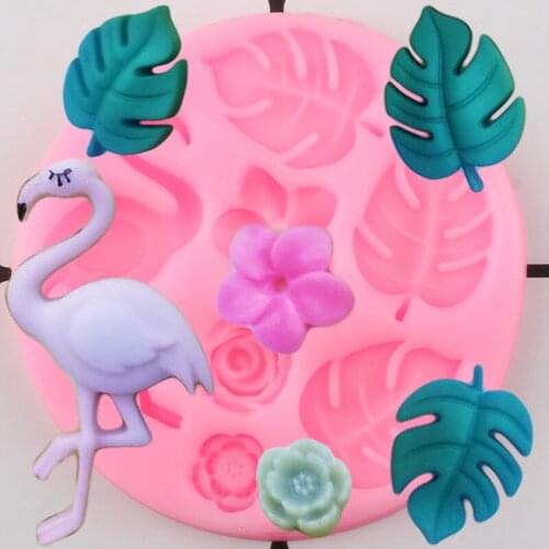 3D Flamingo Turtle Leaf Rose Flower Cupcake Topper Fondant Mould Cake Border Silicone Cake Decorating Tools Candy Chocolate Mold