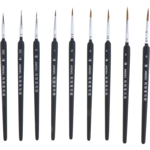 9x Miniature Paint Brush Set Extra Fine Detail Art Nail Painting Brushes