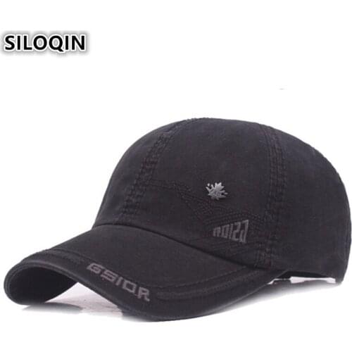 SILOQIN Snapback Cap Summer New Mens Cotton Baseball Caps Adjustable Letter Embroidery Visor European American Style Dads Hat