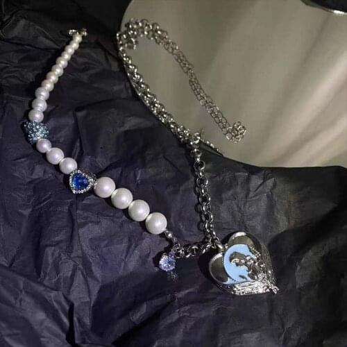 Luxury Pearl Stone Shell Cross Pendant Necklace for Women Summer Star Heart Chain Choker Necklace Bohemian Jewelry Drop Ship