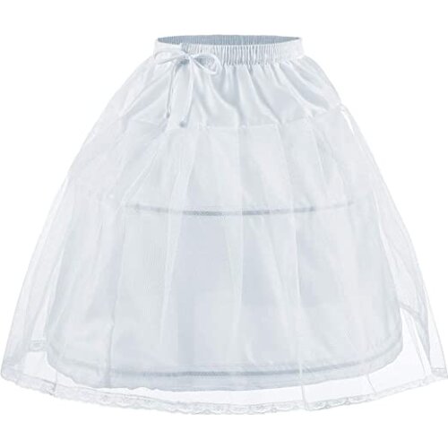 Flower Girls Petticoat with 2 Hoops Full Slip Elastic Childs Crinoline Underskirt