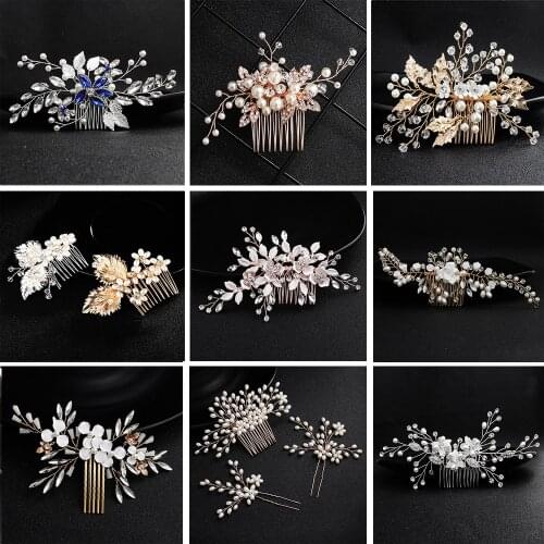 Handmade Elegant Wedding Hair Ornaments Simulated Pearl Barrettes Bridal Hair Combs Accessories For Girlfriend