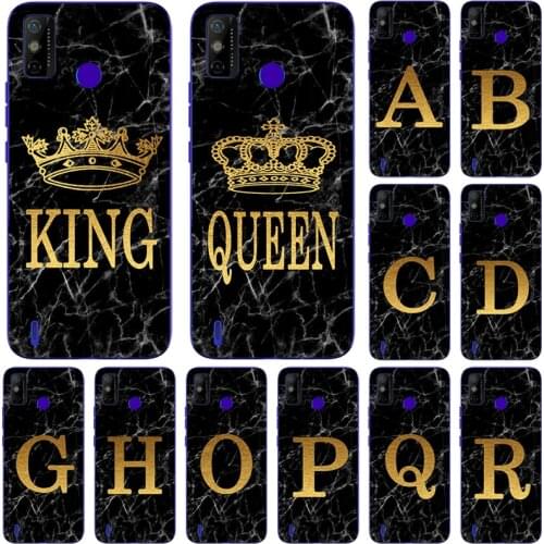 Phone Case for Tecno Spark 4 3 Spark4 Pro Lite Camon 12 11 Pro Air Marble Golden alphabet background Soft Print Cover Fundas