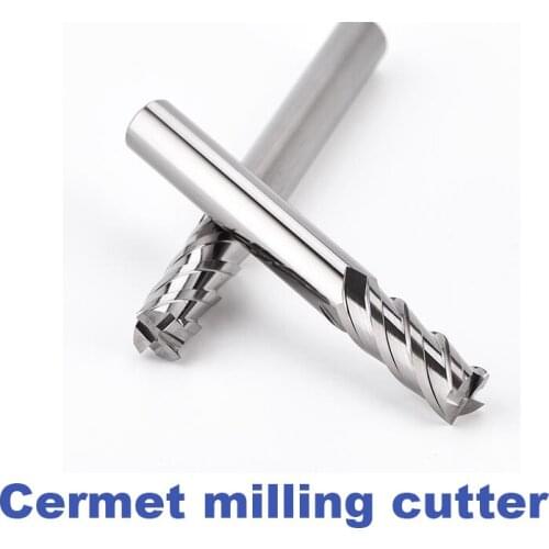 Cermet milling cutter 4F 65-degree hard wear-resisting CNC flat cutter mirror finishing cermet milling cutter