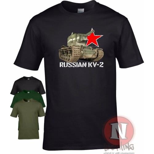 WWII Russian Military Armour Soviet Union KV 2 Tank T-Shirt. Summer Cotton O-Neck Short Sleeve Mens T Shirt New S-3XL