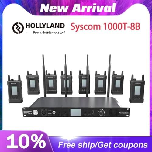 Hollyland SYSCOM 1000T 1000' Full Duplex Intercom System with Tally, Includes 1 Base Station and 8 Beltpacks