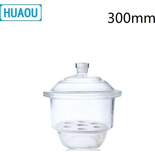 HUAOU 300mm Desiccator with Porcelain Plate Clear Glass Laboratory Drying Equipment