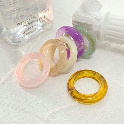 1PC New Girls Women Resin Ring Colorful Transparent Minimalist Acrylic Rings Geometry Rings Jewelry Gifts Jewlery for Women