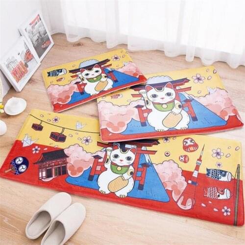 3 Sizes One Set Lucky Cat Kitchen Mat Home Entrance/Hallway Doormat Anti-Slip Bathroom Carpet Wardrobe/Balcony Area Rug/Mat
