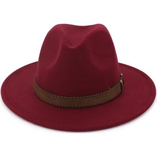 2019 Retro Men Women Fedora Hat With Leather Belt Outdoor Casual Hat Winter Jazz Hat