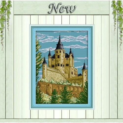 Castle Europe scenery classical decor painting counted print on canvas DMC 11CT 14CT kits Cross Stitch embroidery needlework Set