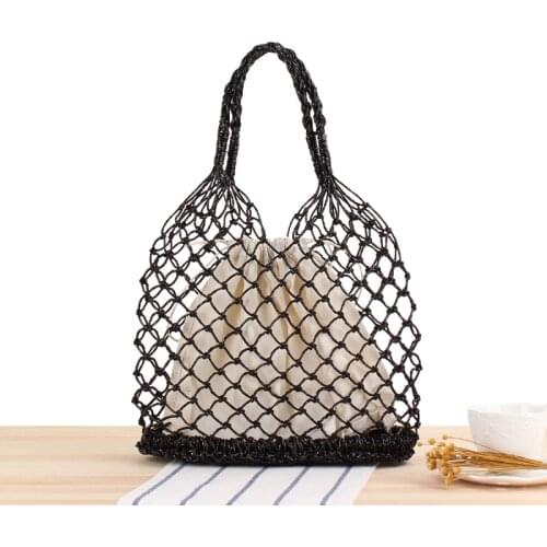 2021 New Solid Color Gold and Silver Thread Hand Crochet Bag Handbag Straw Woven Bag Beach Bag Bags for Women Handbags for Women