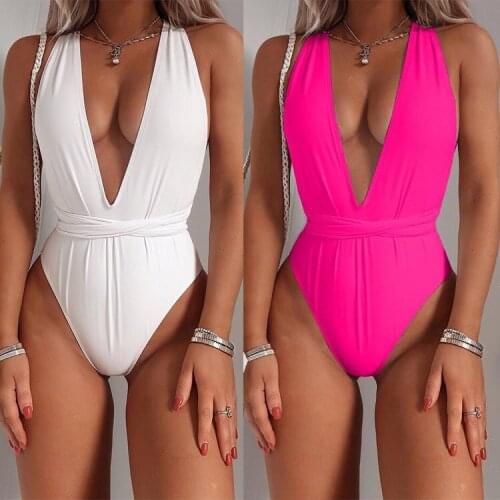 2021 Summer New Style One-piece Swimsuit Beach Swimsuit Ladies European and American Sexy Strappy One-piece Bikini