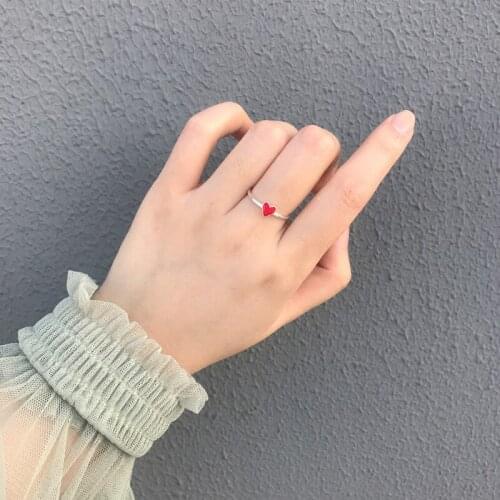 New Trendy Charm Red Heart Rings For Women Men Boho Knuckle Party Rings Punk Cocktail Jewelry Girls Gift anillos bijoux