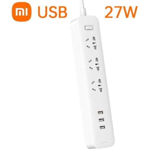 Original Xiaomi 27W USB Power Strip For Phone Pad Quick Charging QC3.0 1 Use (27W MAX) 2+ (21W) 6 AC (3x5) 100-250V Multi-Safe