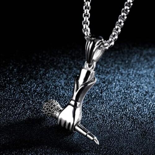 Necklace Personality Singer Microphone Necklaces Mens Trendy Domineering Alternative Trend Domineering Pendant Fashion Gifts