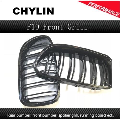 For BMW F10 5 Series 520i 523i 525i 530i 535i 2010-2014 Glossy Black Dual Slat M5 Style Front Kidney Grille Grill Wholesale D10