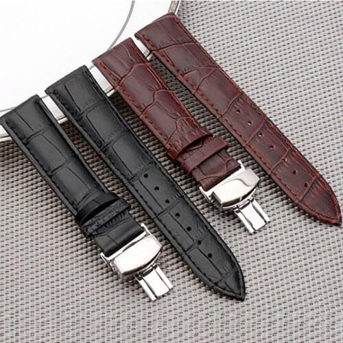 Genuine Leather Watchband With Butterfly Clasp Bands Croco Grain Bracelet for Pulseira Watch sized in16 18 19 20 21 22 mm