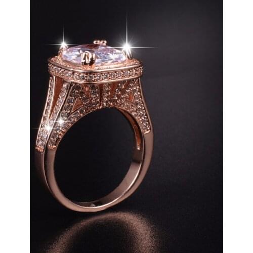 Luxury Jewelry 925 Silver&Rose gold Wedding Rings for women Princess-cut 10ct Simulated Diamond Pave 192pcs cz Ring US Size 5-10