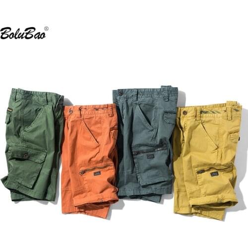 BOLUBAO Brand Men Straight Shorts Summer New Mens Outdoor Solid Color Cargo Shorts Male Casual Knee Length Shorts (No belt)