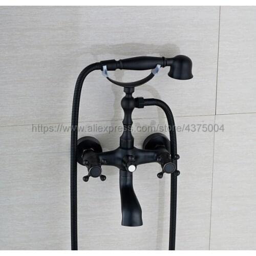 Bathtub Faucets Oil Rubbed Bronze Shower Faucets Dual Handle Wall Mounted Bath And Shower Faucet With Handheld Showers Ntf021