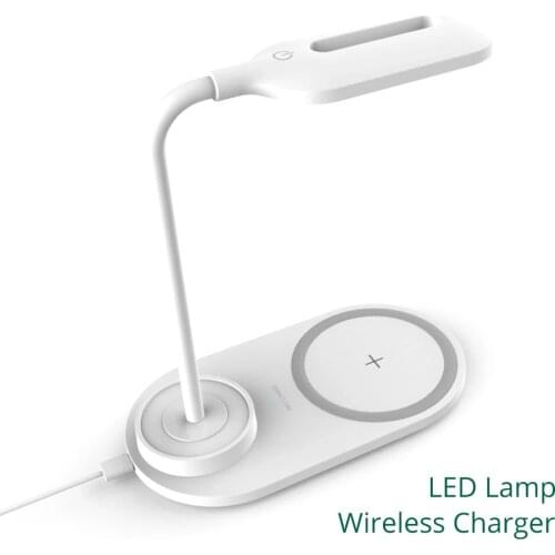 15W Wireless Charging LED Table Lamp For Samsung S20/S10/Note10 Fast Wireless Charger For iPhone 12 11Pro/Xr/Xs/8 Adjustable