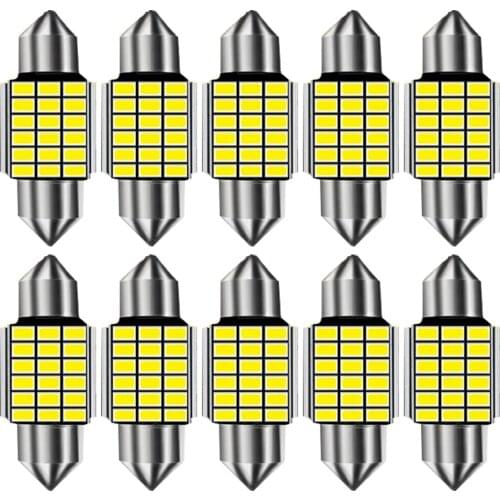 10Pcs C5W C10W LED Bulbs Canbus Festoon-31MM 36MM 39MM 41MM Chip NO ERROR Car Interior Dome Light Reading Light 12V 6000k White