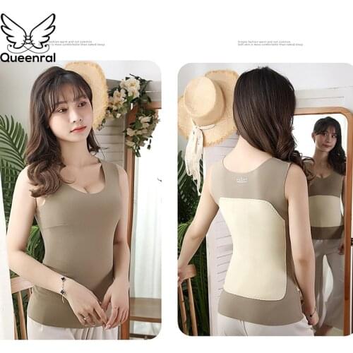 Thermal Shirt Women Sleeveless Elastic Velvet Vest Thermal Tank Top Warm Underwear Women Soft Thermo Shirt With Bra