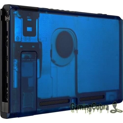 EXtremeRate Custom Transparent Clear Blue Console Back Plate DIY Replacement Housing Shell for NS Switch Console with Kickstand