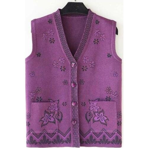 Women Winter Jacket Sweater Vest Autumn Middle-aged Clothes Female Cardigan Sleeveless Coat Plus size 5XL Woman Short Vest AA891