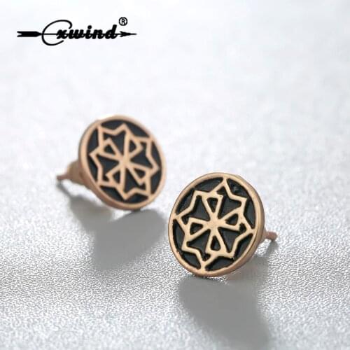 New Boho Lada-Virgin Earrings for Women Baroque Bohemian Alatyr Round Cross Clover Stud Earring Jewelry Brincos 2018