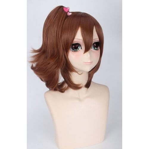 Brothers Conflict Ema Asahina Hinata cosplay wig Long Brown Synthetic Hair with Clip on Ponytail Ema Cosplay Wigs + wig cap